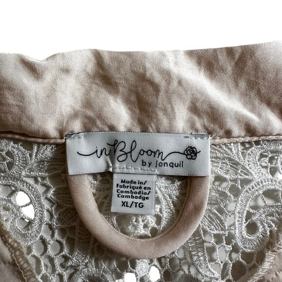 In Bloom by Jonquil Women's Philipa Lace Trim Satin Wrap Robe Cameo Size XL - Picture 10 of 12